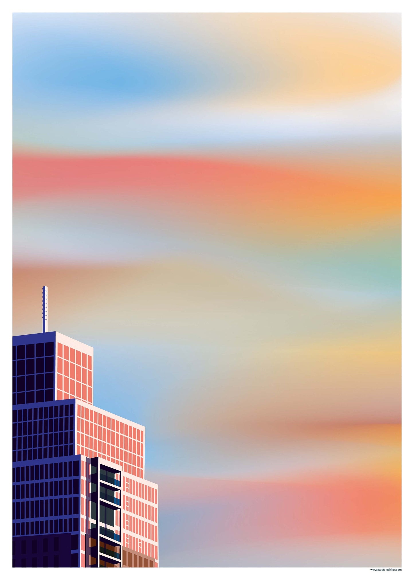 Set artprints 'Indie Skies | Erasmusbrug | Montevideo | Laurenskerk | Zalmhaven'