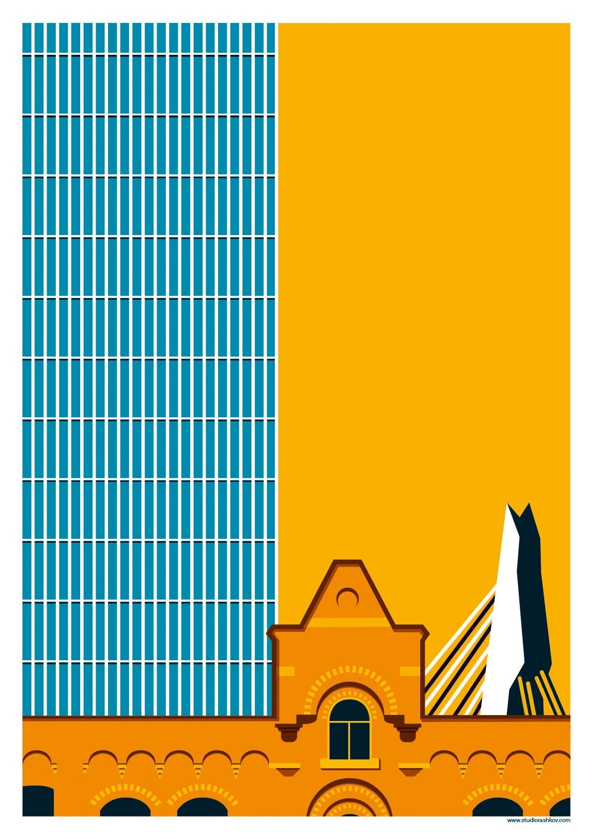 Poster Rotterdam | Wilhelminapier | De Rotterdam | Erasmusbrug | Artprint