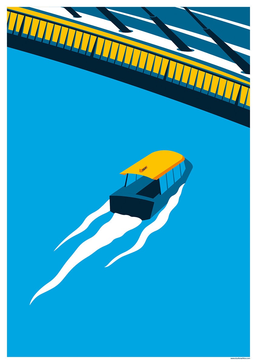 Poster Rotterdam | Watertaxi | Artprint Skyline | De Maas