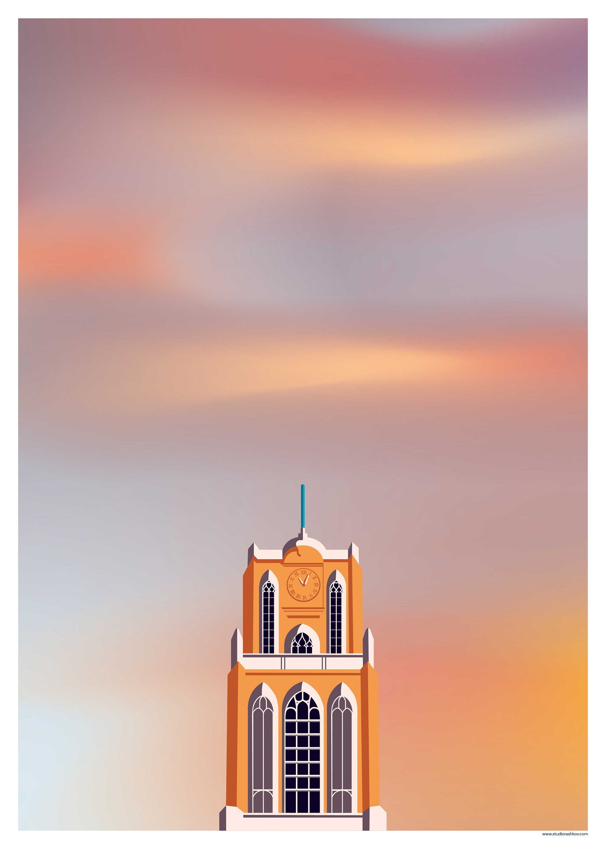 Poster Rotterdam | Laurenskerk | Artprint skyline | oud Rotterdam