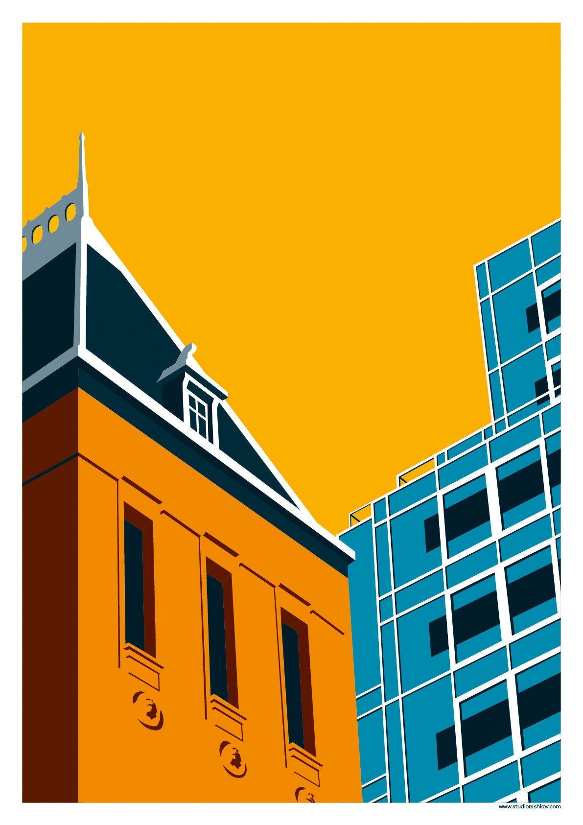 Poster Rotterdam | Stadhuis | Het Timmerhuis | Artprint skyline